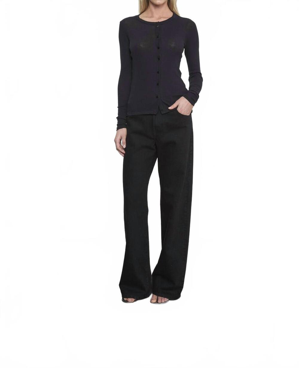 NEW ENZA COSTA cashmere jersey fitted cardigan in black
